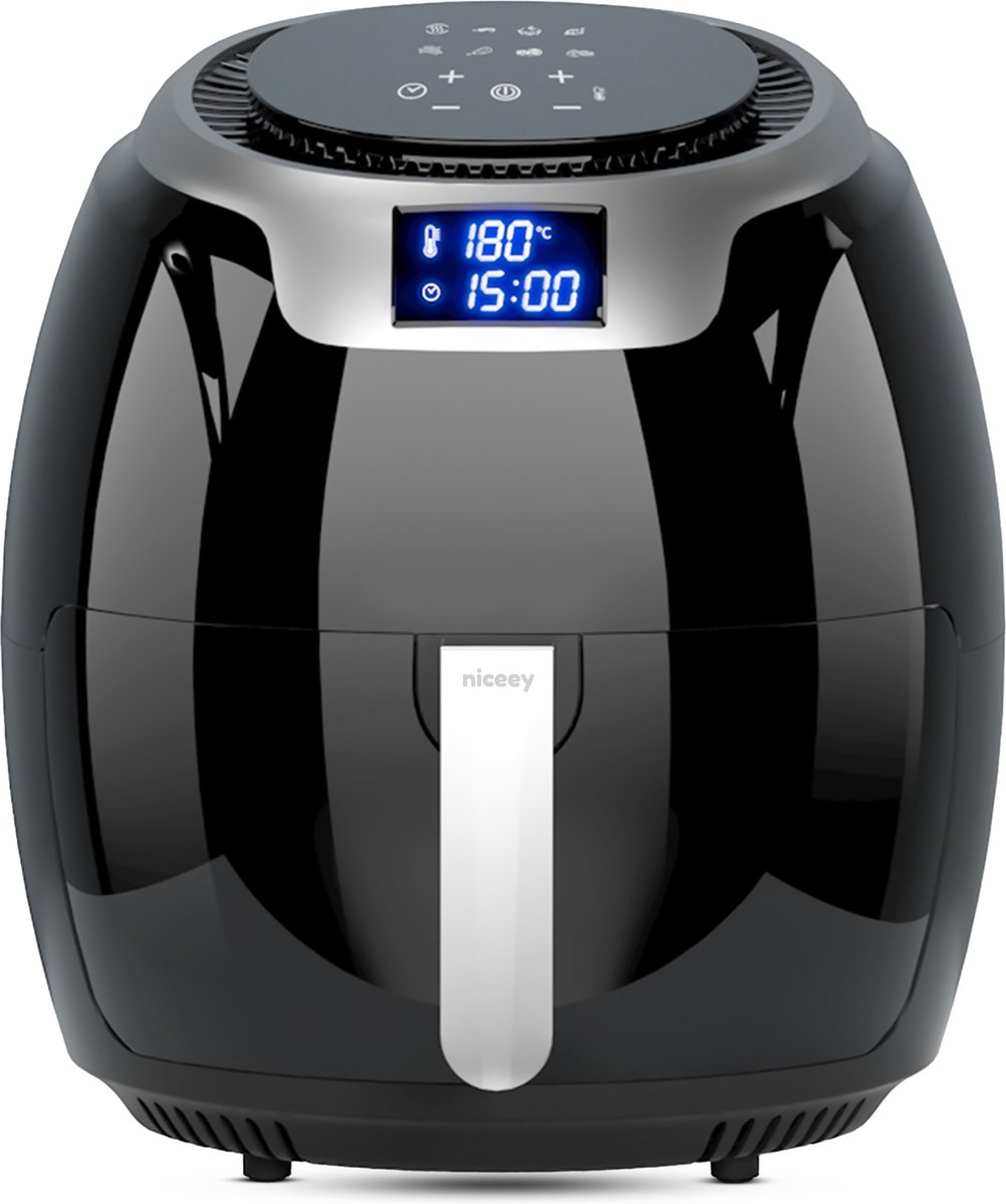 De Niceey Airfryer XXL 8,0L Zwart in één oogopslag
