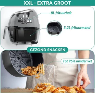 Niceey Airfryer XXL 8,0L Zwart
