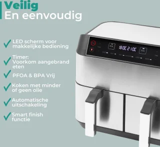 Niceey Dubbele Airfryer XXL 8L Zilver