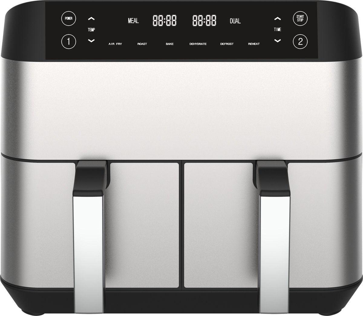De Niceey Dubbele Airfryer XXL 8L Zilver in één oogopslag
