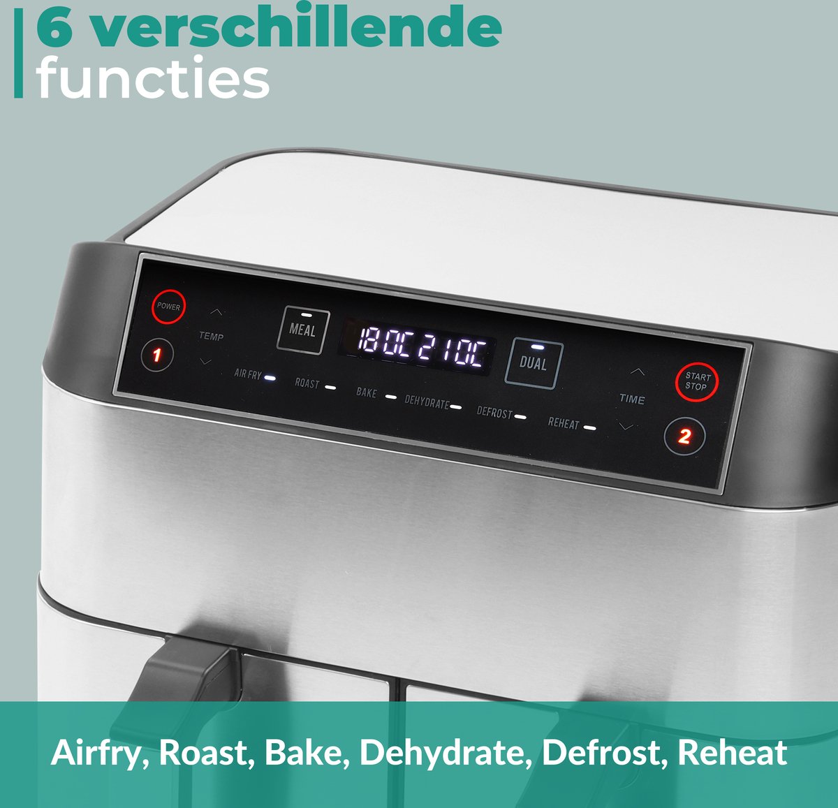 Wat vinden we goed aan de Niceey Dubbele Airfryer XXL 8L Zilver
