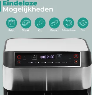 Niceey Dubbele Airfryer XXL 8L Zilver