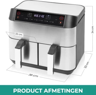 Niceey Dubbele Airfryer XXL 8L Zilver