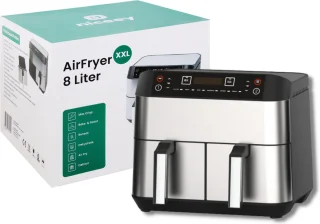 Niceey Dubbele Airfryer XXL 8L Zilver