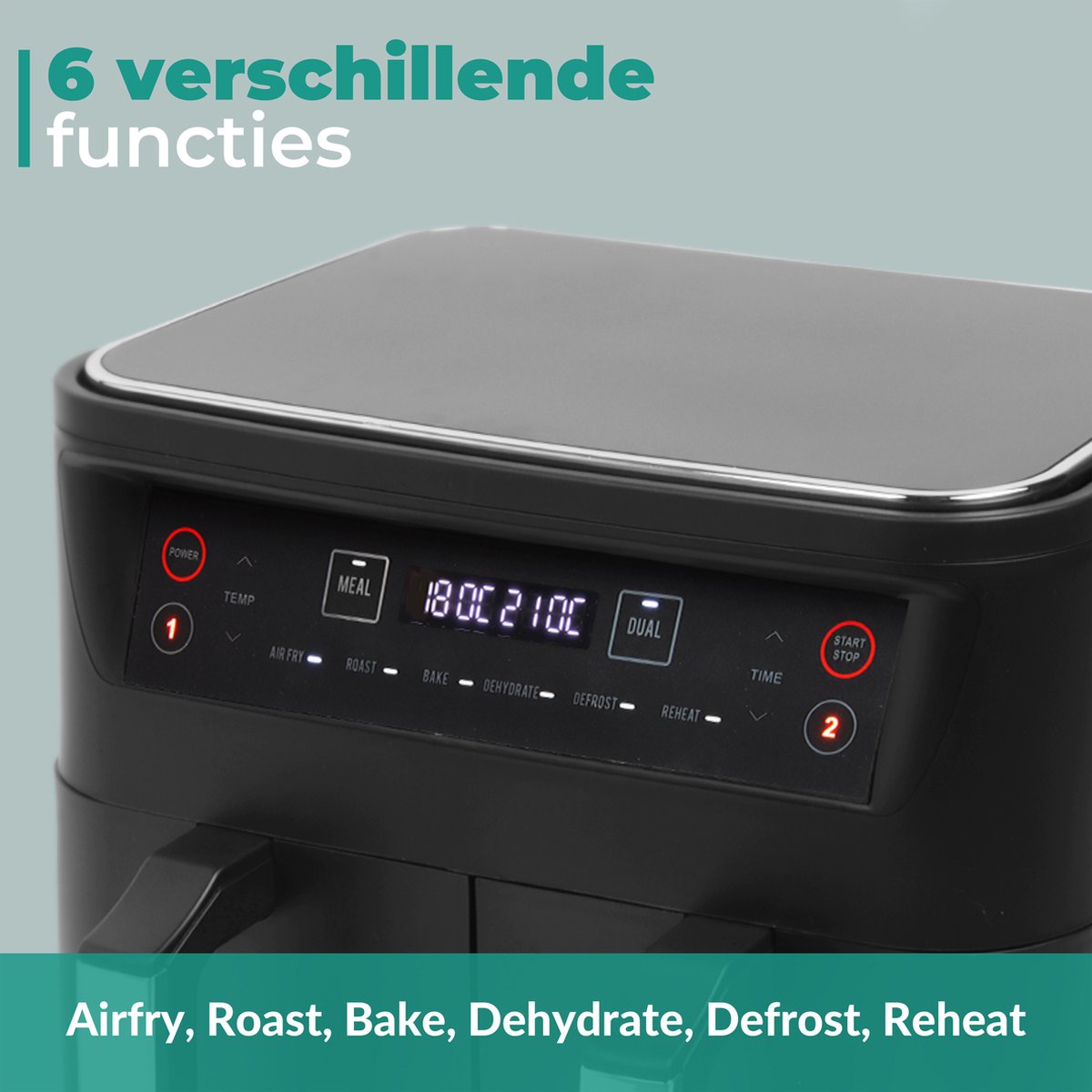 Niceey Dubbele Airfryer XXL 8L Zwart