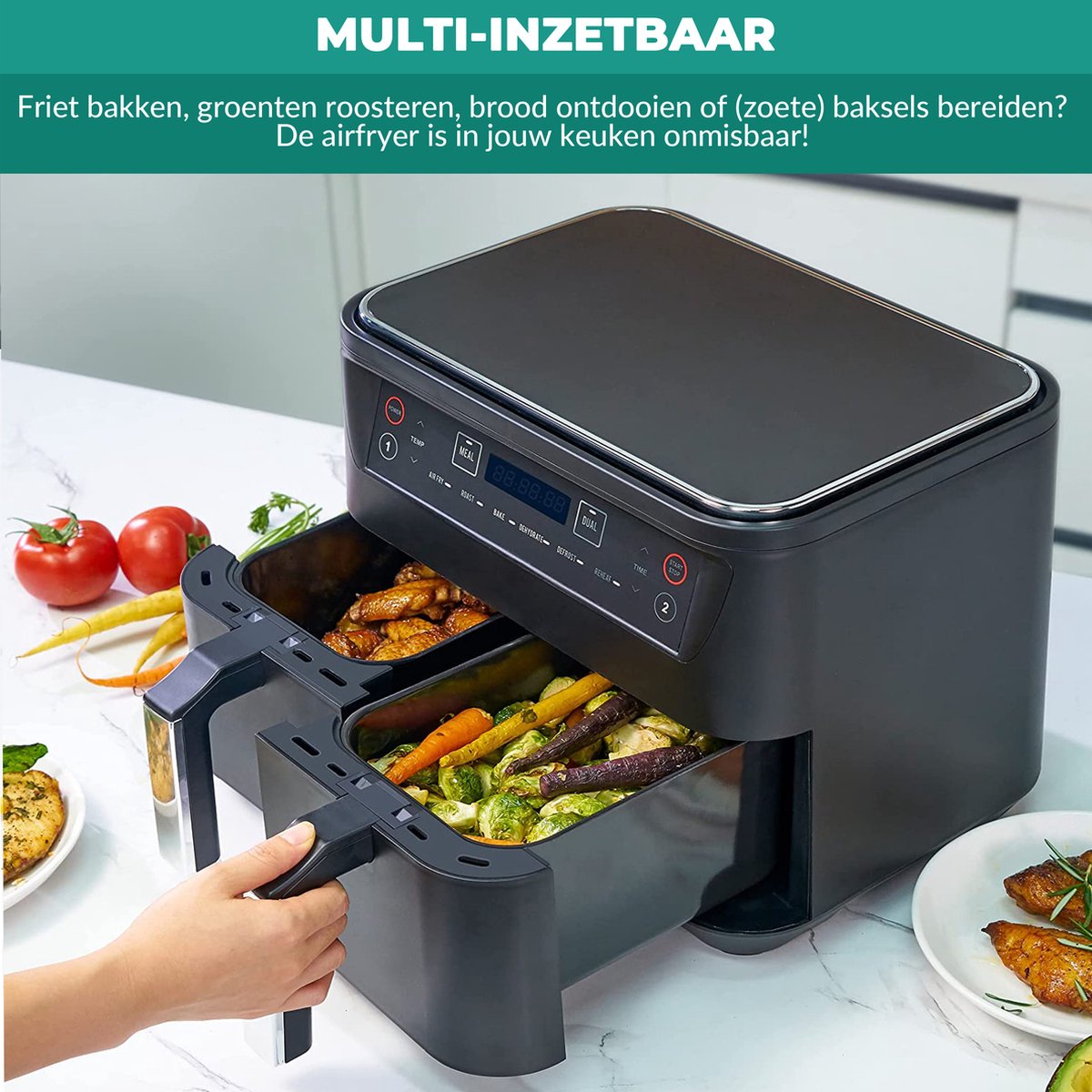 Niceey Dubbele Airfryer XXL 8L Zwart