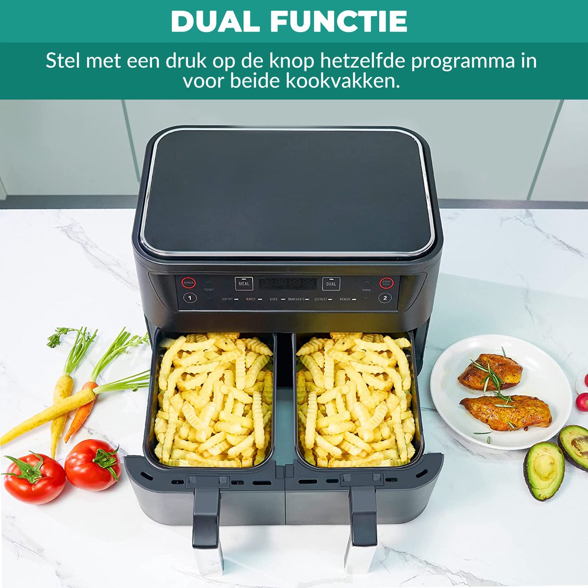 Niceey Dubbele Airfryer XXL 8L Zwart
