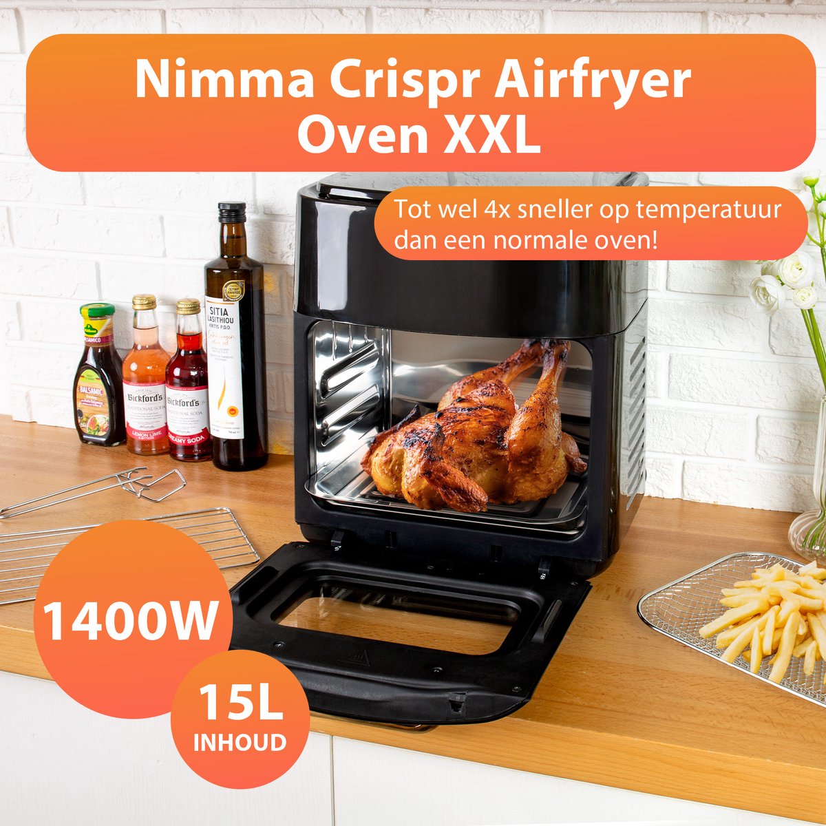 Nimma Crispr Airfryer Oven XXL 15L Zwart