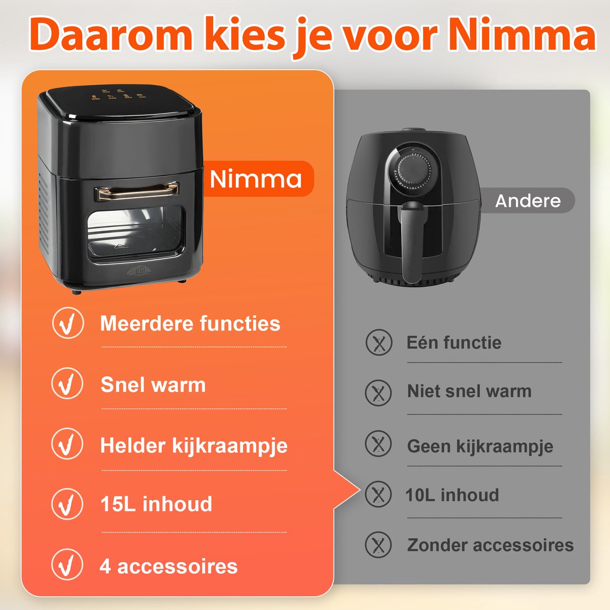 Nimma Crispr Airfryer Oven XXL 15L Zwart