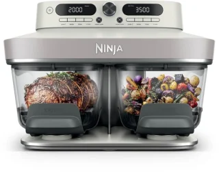 Ninja CRISPi DualZone glazen airfryer met 2 manden - gebroken wit - DD102EUIV2