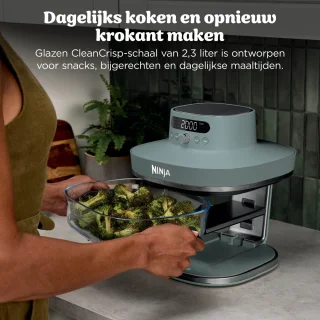 Wat vinden we goed aan de Ninja CRISPi PRO Glazen Airfryer AS101EUGY - Grijsgroen