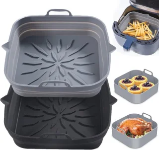 Opvouwbare Siliconen Pot voor Airfryer - 2 Stuks Herbruikbare Bakplaten en Keukenaccessoires