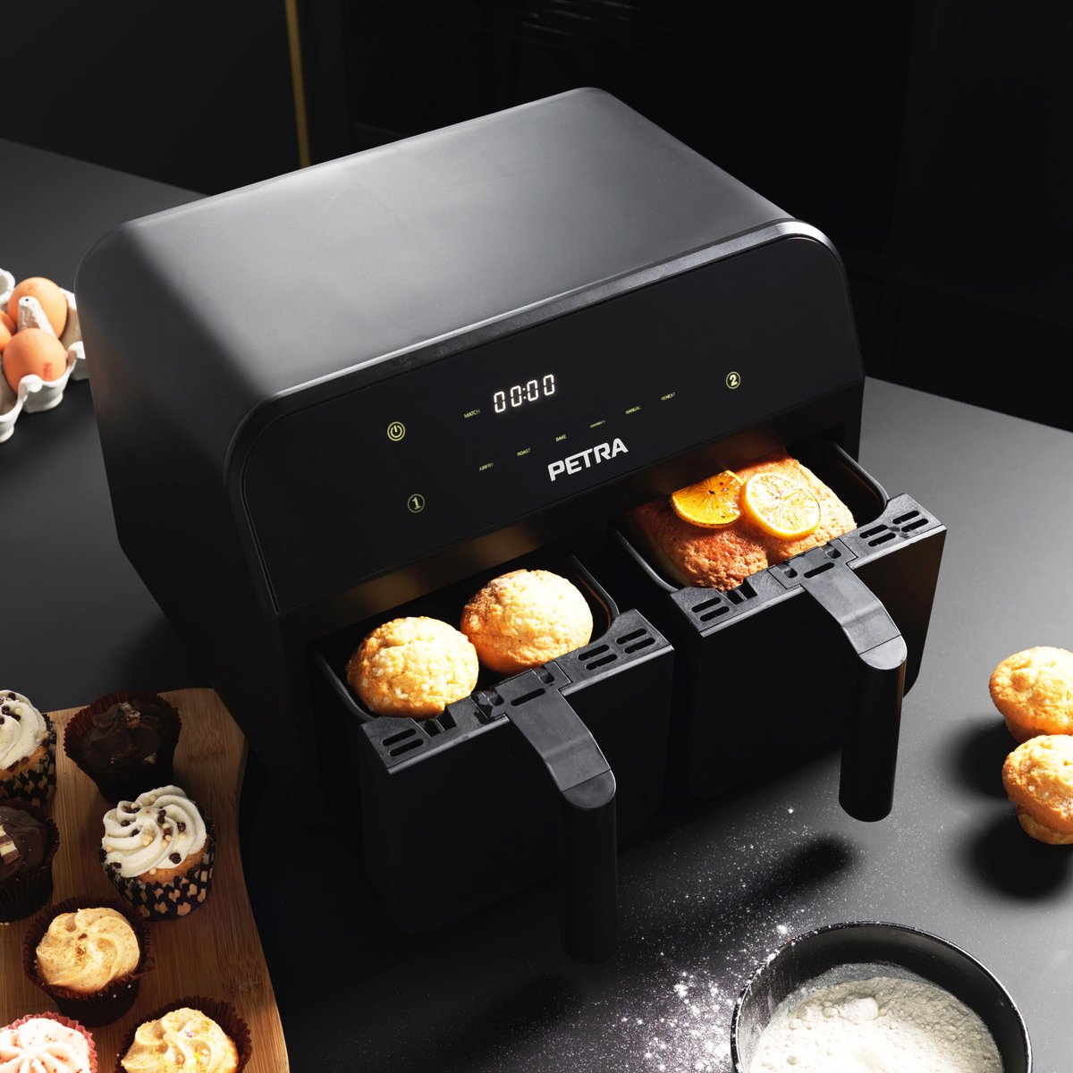 Petra Airfryer dubbele lades 7.4L