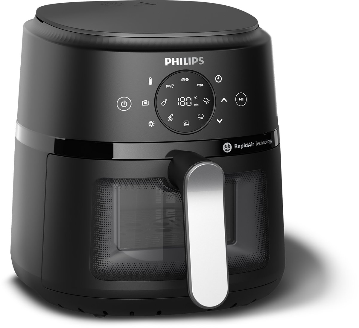 De Philips 2000 Series NA211/00 Heteluchtfriteuse 3,2L Zwart/Zilver in één oogopslag