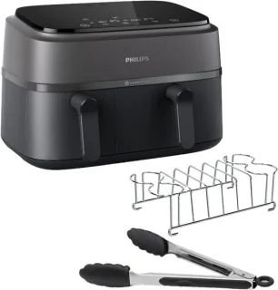 Philips 3000 Series Dual Airfryer NA350/03 - Dubbele mand - Zwart/Grijs