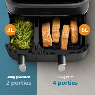 Philips 3000 Series Dual Airfryer NA351/00 9L Zwart/Zilver
