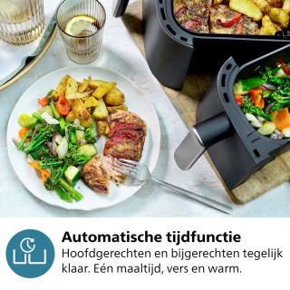 Philips 3000 Series Dual Airfryer NA351/00 9L Zwart/Zilver