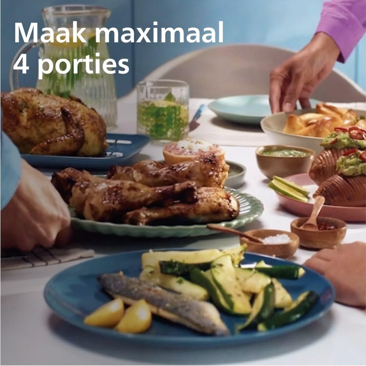Philips Airfryer NA350/00 9L met 2 Baklades Touchscreen