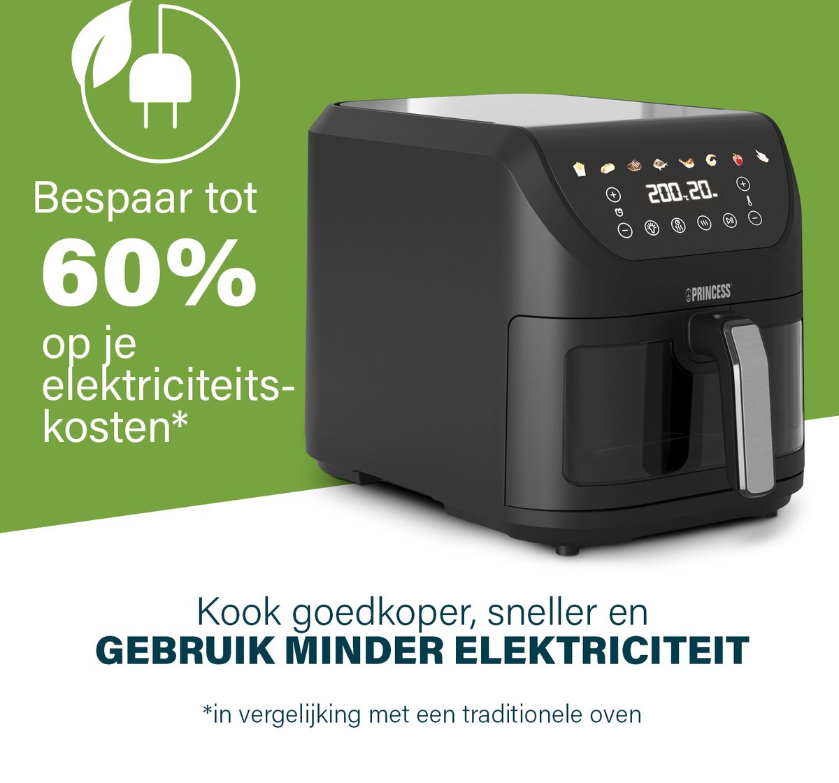 Princess Airfryer 182258 Heteluchtfriteuse 8L Zwart