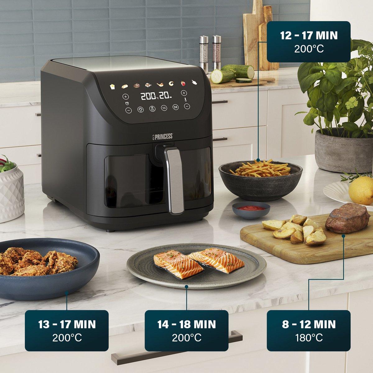 Princess Airfryer 182258 Heteluchtfriteuse 8L Zwart