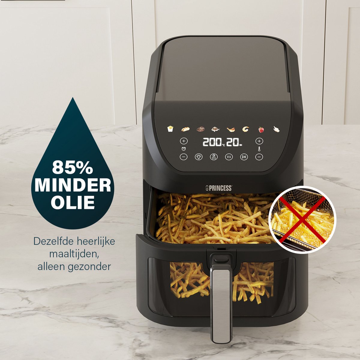 Princess Airfryer 182258 Heteluchtfriteuse 8L Zwart