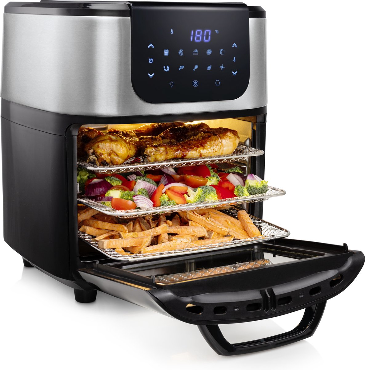 Princess Airfryer Oven DeLuxe 182075 - Heteluchtfriteuse 11L - RVS/Zwart