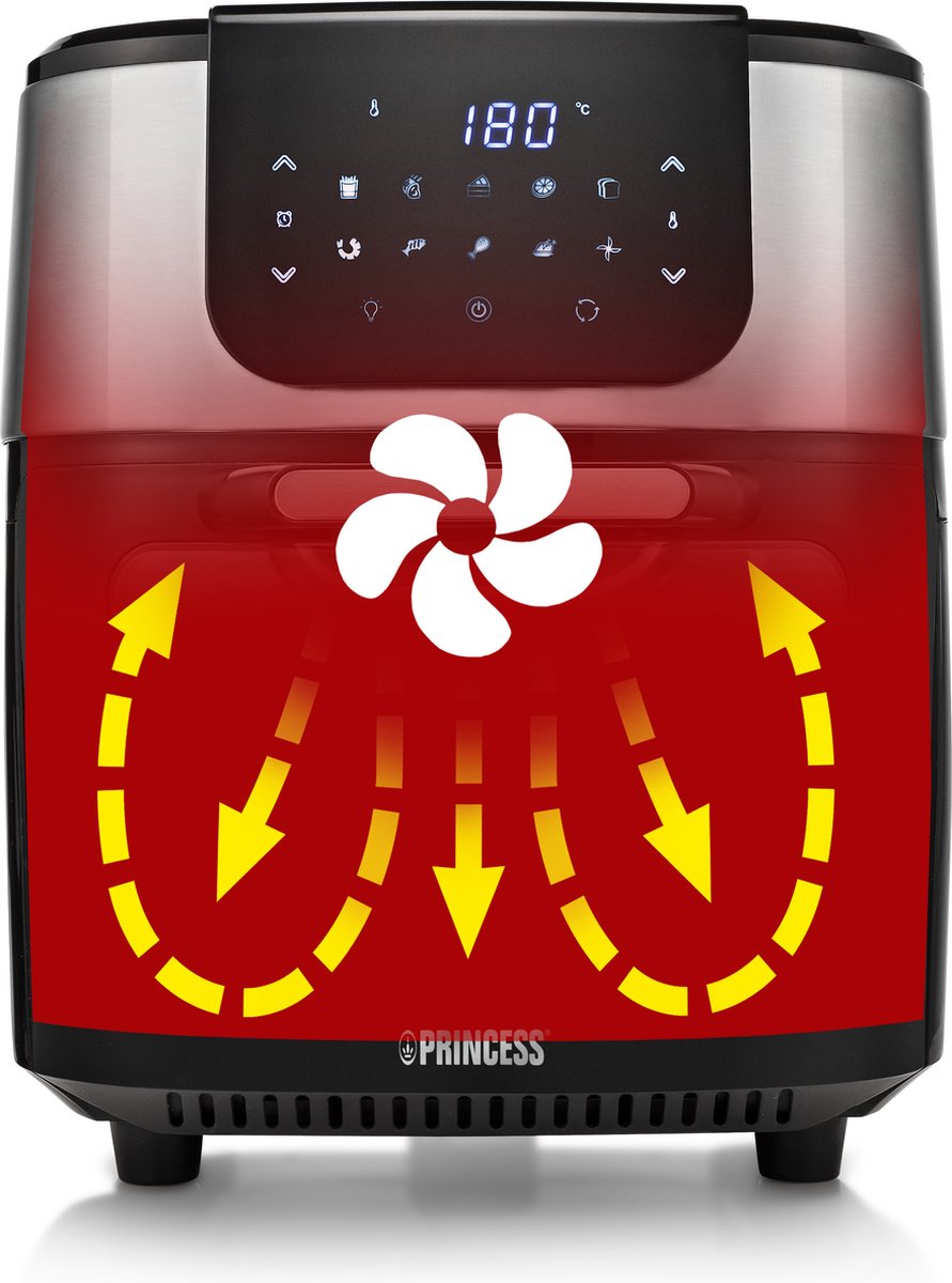Princess Airfryer Oven DeLuxe 182075 - Heteluchtfriteuse 11L - RVS/Zwart