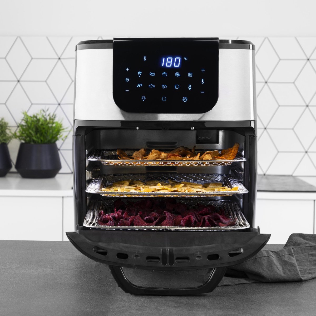 Princess Airfryer Oven DeLuxe 182075 - Heteluchtfriteuse 11L - RVS/Zwart