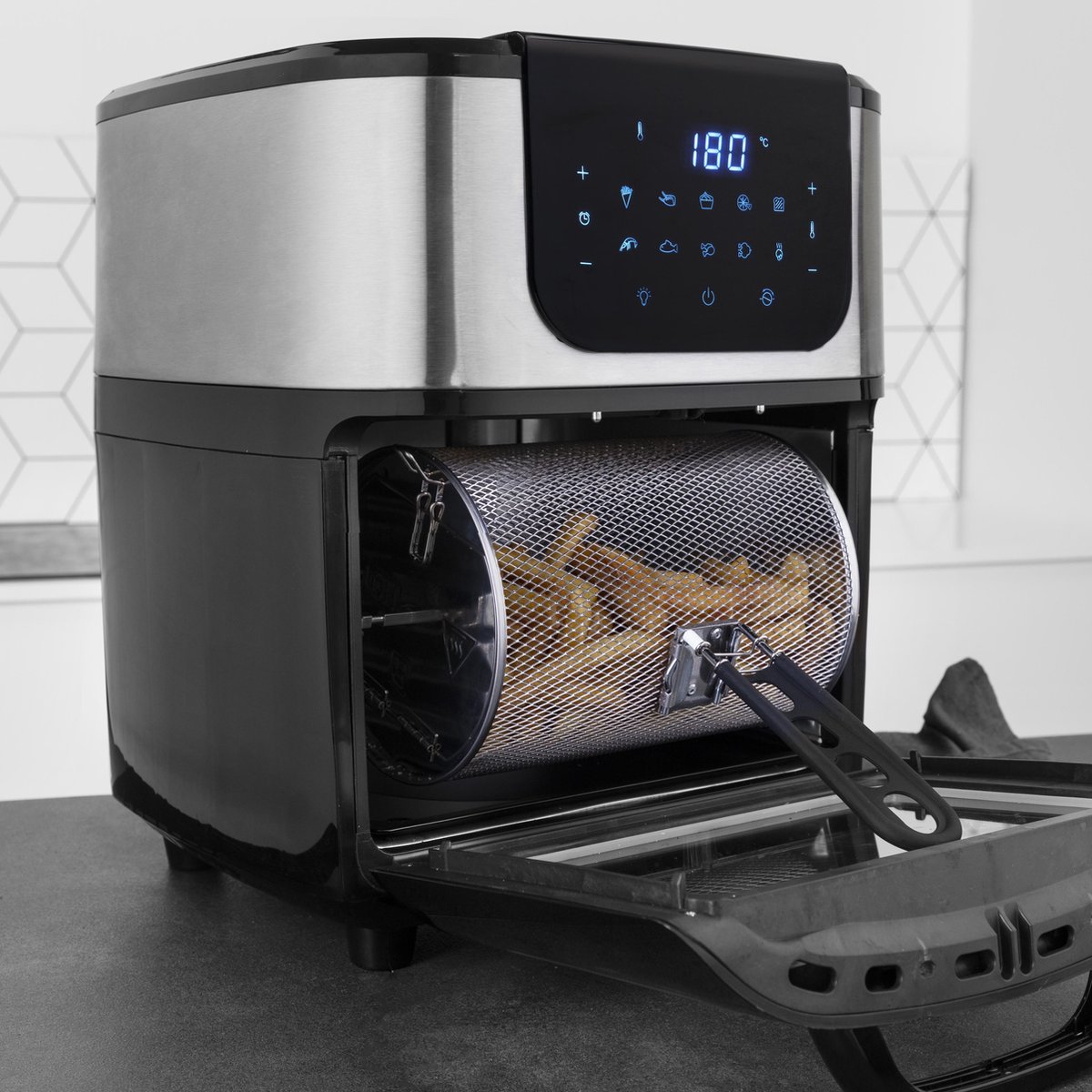 Princess Airfryer Oven DeLuxe 182075 - Heteluchtfriteuse 11L - RVS/Zwart