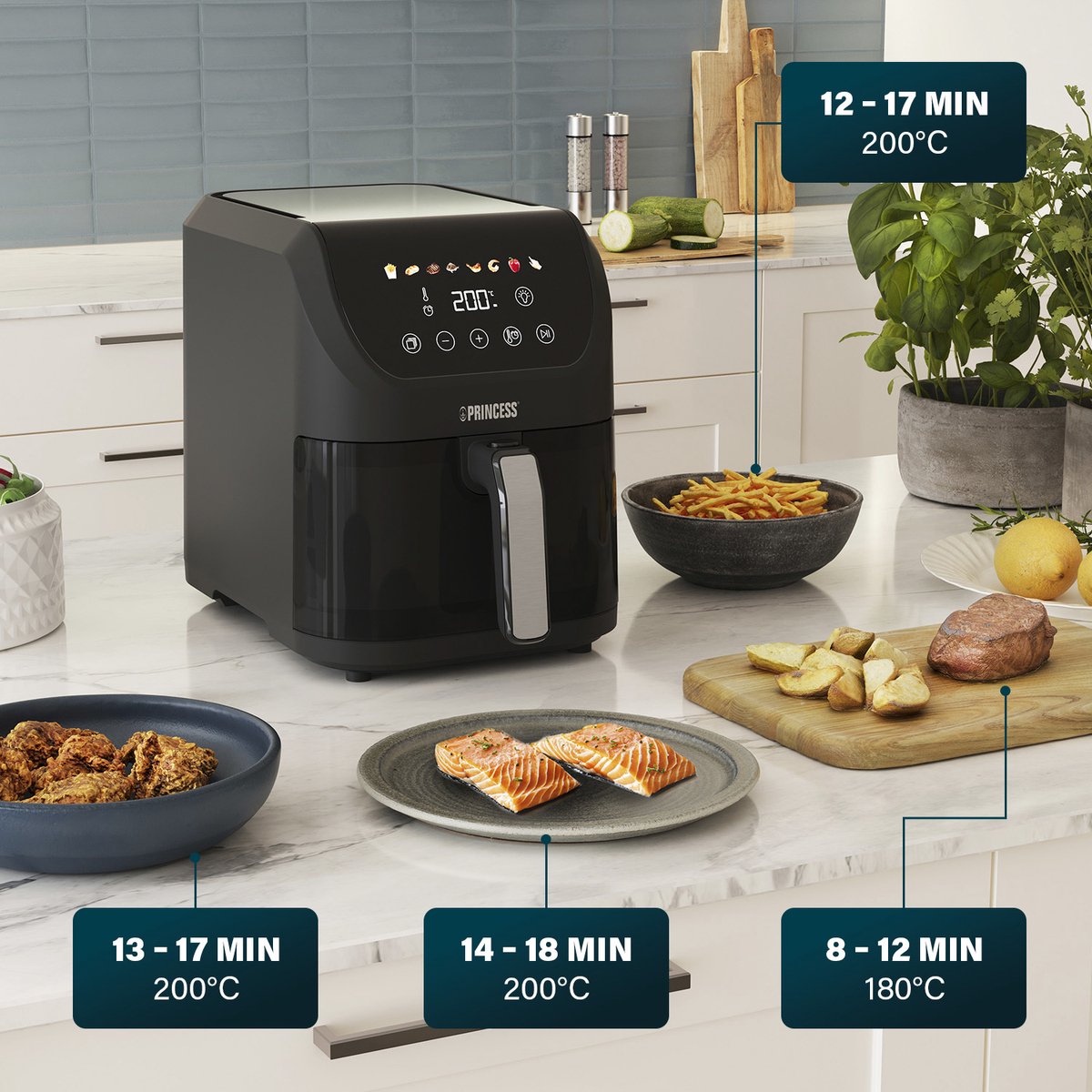 Princess Airfryer XL 182240 heteluchtfriteuse 5.5L zwart