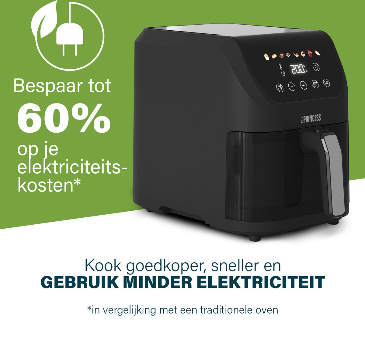 Princess Airfryer XL 182240 heteluchtfriteuse 5.5L zwart