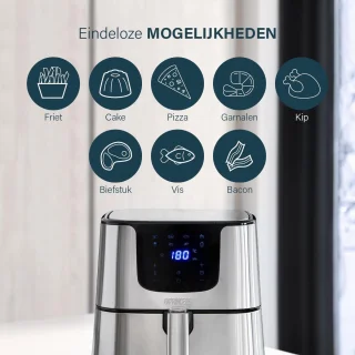 Princess Digitale Airfryer Deluxe XXL 182060 - Heteluchtfriteuse 5.5L RVS