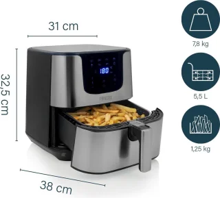 Princess Digitale Airfryer Deluxe XXL 182060 - Heteluchtfriteuse 5.5L RVS