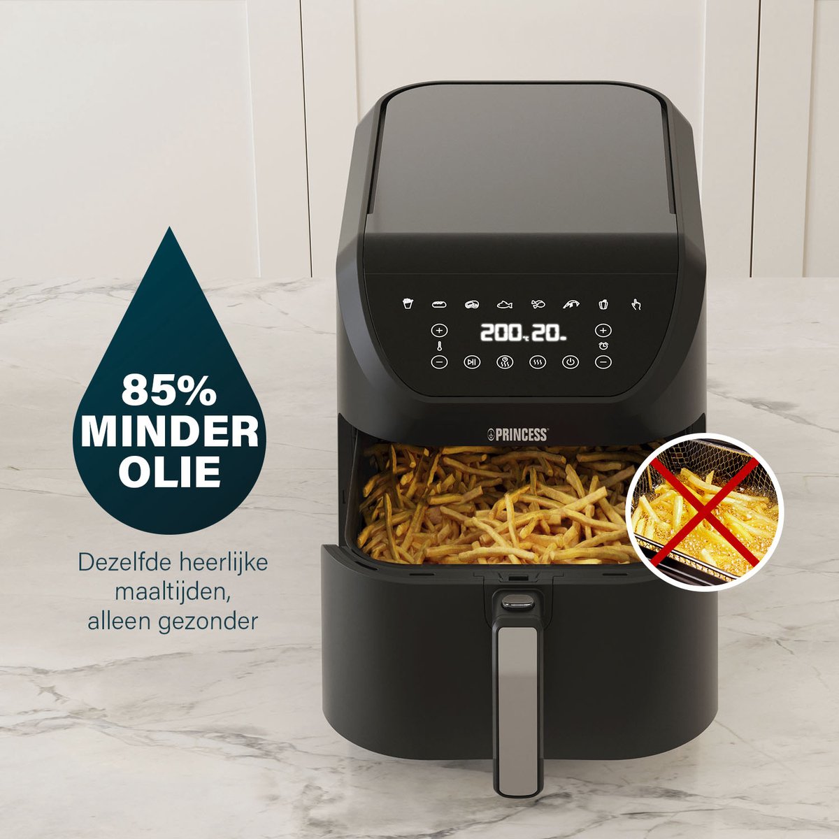 Princess Digitale Airfryer XXL 182256 SlimFry 8L Zwart