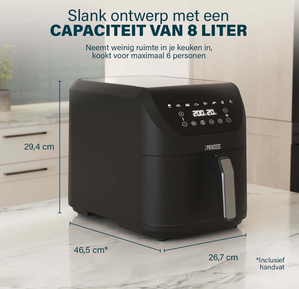 Princess Digitale Airfryer XXL 182256 SlimFry 8L Zwart