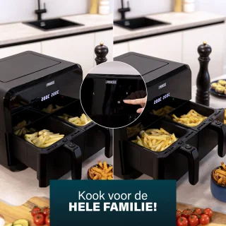 Princess Double Basket Airfryer 182068 XXL 8L Dubbele Airfryer Zwart