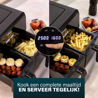 Princess Double Basket Airfryer 182068 XXL 8L Dubbele Airfryer Zwart