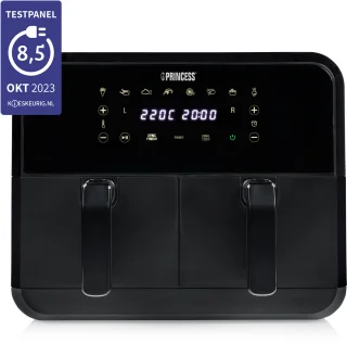 Princess Double Basket Airfryer 182068 XXL 8L Dubbele Airfryer Zwart