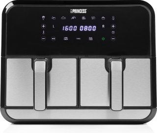 Princess Double Basket Airfryer 182074 XL 9L RVS/Zwart