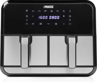 Princess Double Basket Airfryer 182074 XL 9L RVS/Zwart