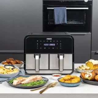 Princess Double Basket Airfryer 182074 XL 9L RVS/Zwart