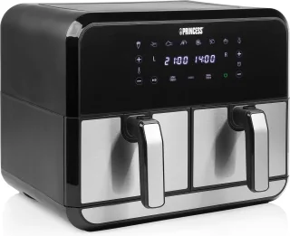 Princess Double Basket Airfryer 182074 XL 9L RVS/Zwart