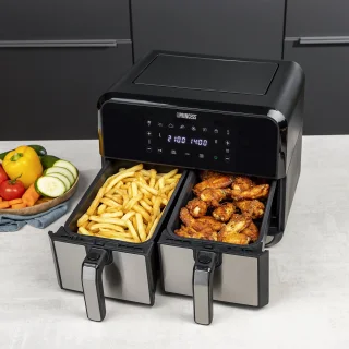 Princess Double Basket Airfryer 182074 XL 9L RVS/Zwart