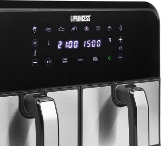 Princess Double Basket Airfryer 182074 XL 9L RVS/Zwart