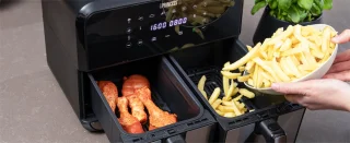 Princess Double Basket Airfryer 182074 XL 9L RVS/Zwart