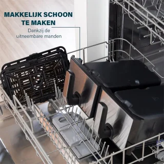 Princess Double Basket Airfryer 182074 XL 9L RVS/Zwart