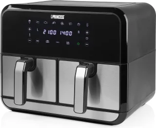 Princess Double Basket Airfryer 182074 XL 9L RVS/Zwart