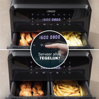 Princess Double Basket Airfryer 182074 XL 9L RVS/Zwart
