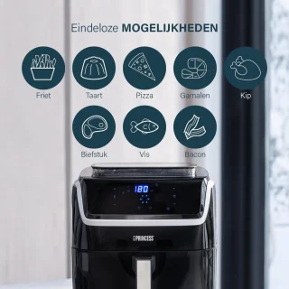 Princess Heteluchtfriteuse 182080 2-in-1 Stoomoven en Airfryer 6.5L Zwart