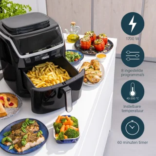 Princess Heteluchtfriteuse 182080 2-in-1 Stoomoven en Airfryer 6.5L Zwart